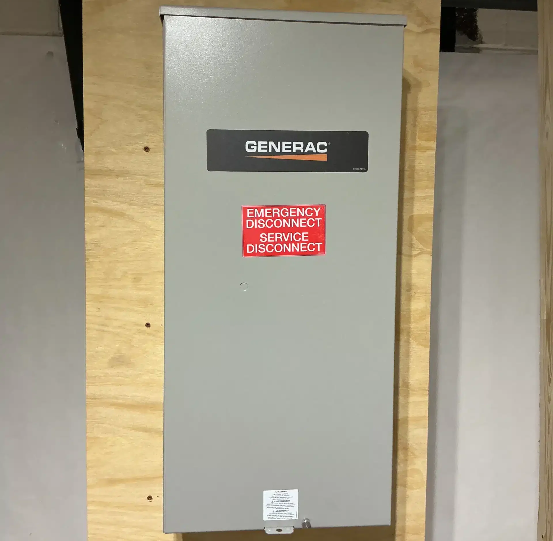 Electrical panel installation with emergency service disconnect